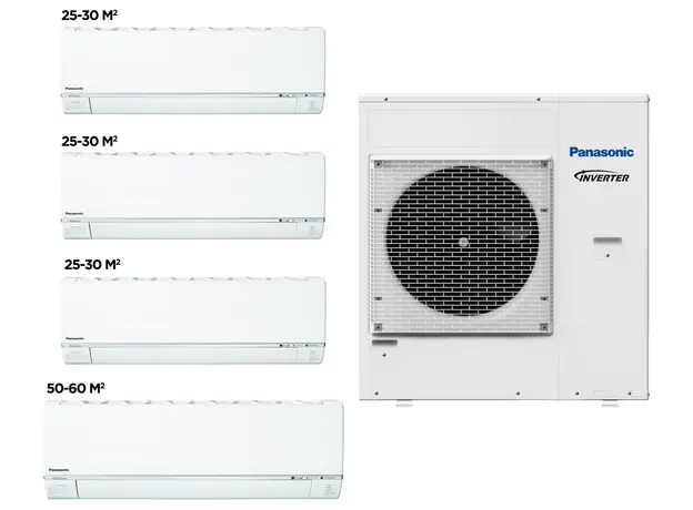 Air conditioner Panasonic CU-5E34PBD + CS-E9RKDW 3Pcs, CS-E18RKDW 1Pcs, Inverter, 150 - 160 sq.m.