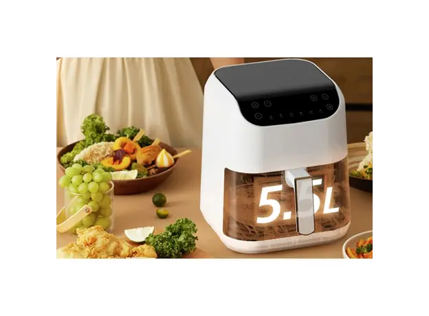 აეროგრილი Deerma DEM-KZ130W, 1300W, 5.5L, Air Fryer, White/Black, 7 image