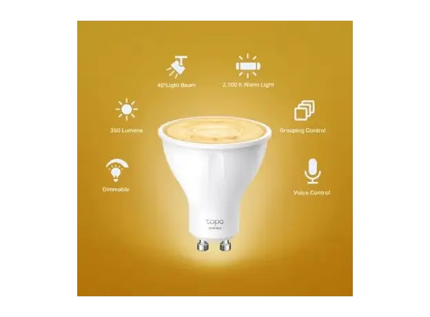 Smart Bulb TP-Link Tapo L610 GU10 Wi-Fi, Dimmable, 350 lm, 2700K, 2 image