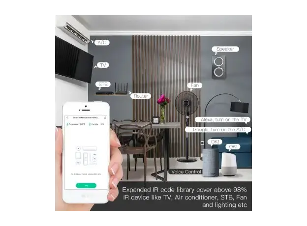 Smart IR Remote Moes WR-TY-THR-BK-MS Wi-Fi, with Temperature and Humidity Sensor, Black, 6 image