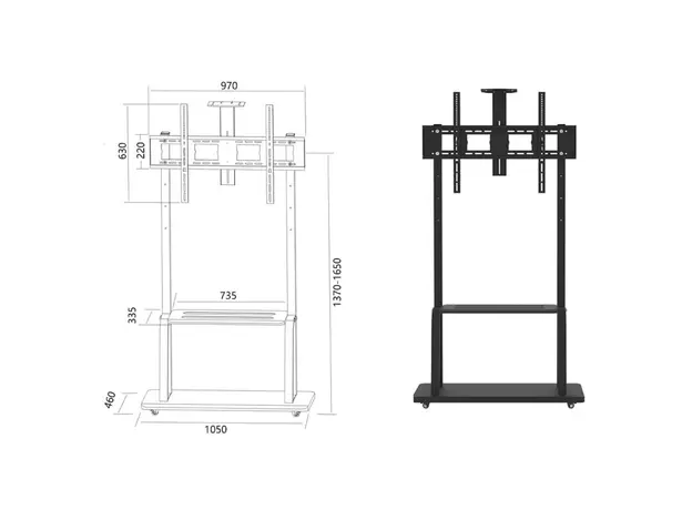 TV Mount Allscreen C1800, 42"-100", TV Mount With Roller, Black, 7 image