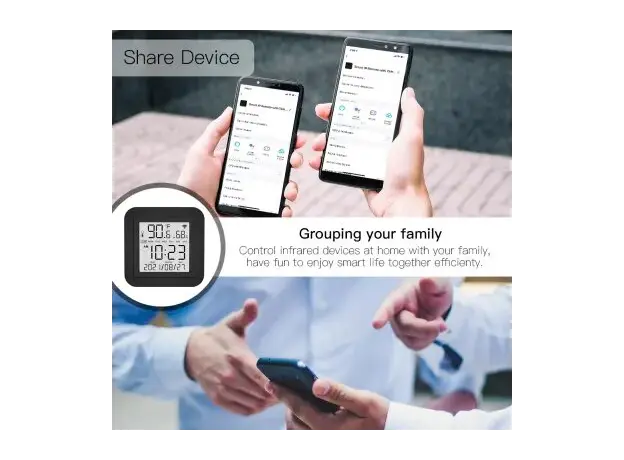Smart IR Remote Moes WR-TY-THR-BK-MS Wi-Fi, with Temperature and Humidity Sensor, Black, 7 image