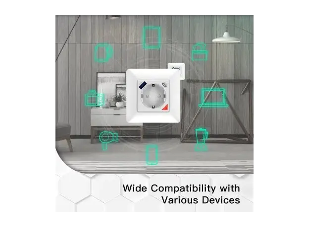 Smart Wall Socket Moes WK-Y-EU-1U1C-WH-EN, Wi-Fi, 16A, 3680W, USB-A + USB-C 20W, In-wall, White, 10 image