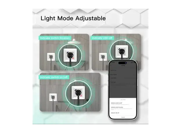 Smart Wall Socket Moes WK-Y-EU-1U1C-WH-EN, Wi-Fi, 16A, 3680W, USB-A + USB-C 20W, In-wall, White, 9 image