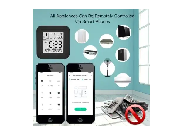 Smart IR Remote Moes WR-TY-THR-BK-MS Wi-Fi, with Temperature and Humidity Sensor, Black, 5 image