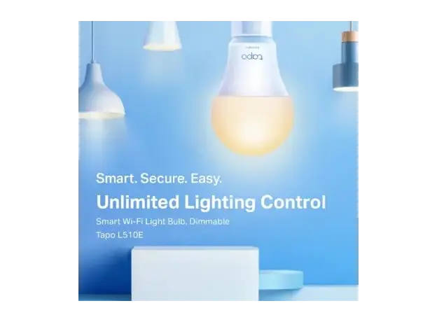 Smart Bulb TP-Link Tapo L510E, Wi-Fi, E27, 806 lm, 8.3W, 2700K, Dimmable, White, 2 image