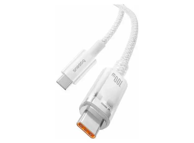 Cable Baseus P10319703221-00 Explorer Series Fast Charging Cable with Smart Temp Control Type-C to Type-C 100W 1m Stellar White, 2 image