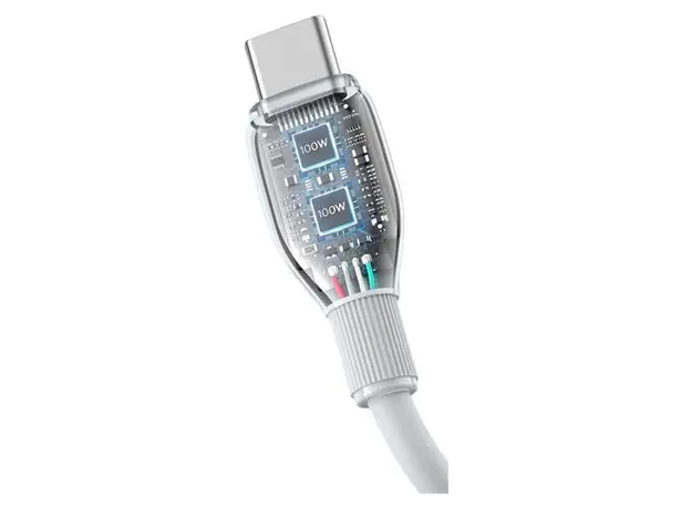 Cable Baseus P10355702221-B2 Pudding Series Fast Charging Cable Type-C to Type-C 100W 2m Stellar White, 3 image