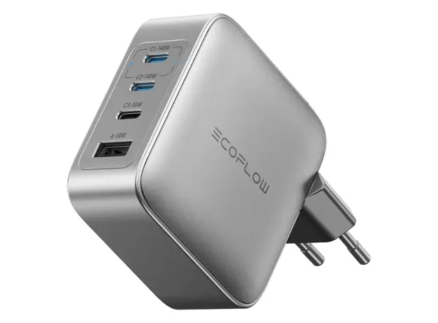 Charger EcoFlow RAPID Pro 140W GaN, 3×USB-C + 1×USB-A, PD3.1, EU, Silver