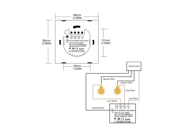 Smart Switch Moes WRS-EU3-WH-MS, Wi-Fi + RF433, Touch, 3 Gang, EU, Neutral Required, White, 4 image