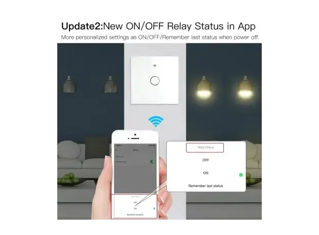Smart Switch Moes WRS-EU3-WH-MS, Wi-Fi + RF433, Touch, 3 Gang, EU, Neutral Required, White, 5 image
