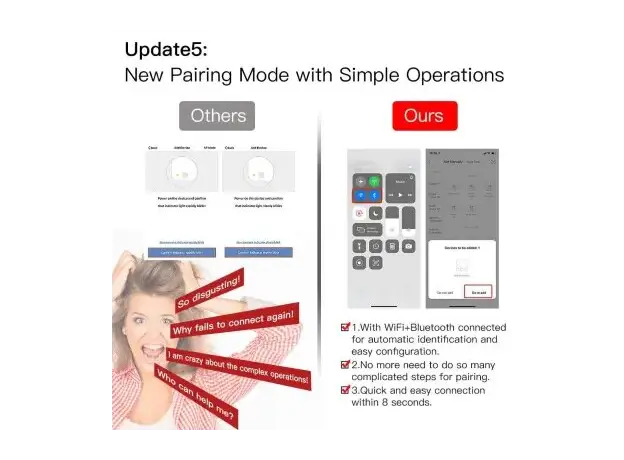 Smart Switch Moes WRS-EU3-WH-MS, Wi-Fi + RF433, Touch, 3 Gang, EU, Neutral Required, White, 6 image