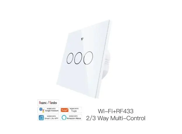 Smart Switch Moes WRS-EU3-WH-MS, Wi-Fi + RF433, Touch, 3 Gang, EU, Neutral Required, White, 9 image