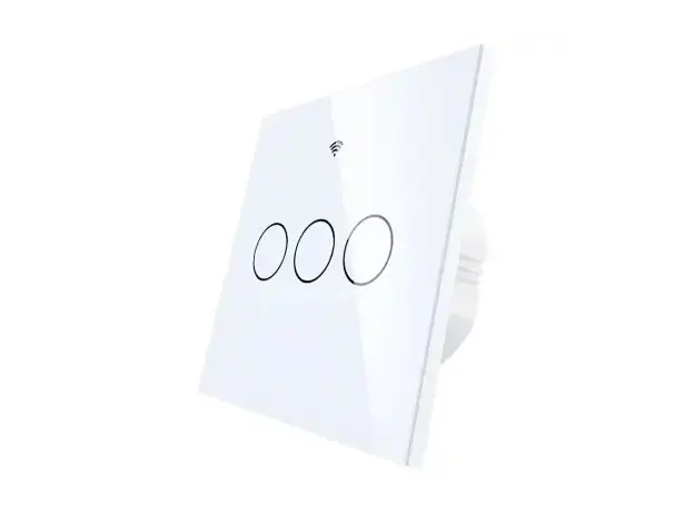 Smart Switch Moes WRS-EU3-WH-MS, Wi-Fi + RF433, Touch, 3 Gang, EU, Neutral Required, White