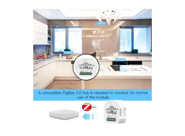 Smart Switch Module Moes ZRM-104-MS, ZigBee 3.0 + RF, 1 Gang, 10A, Alexa / Google Home, 5 image