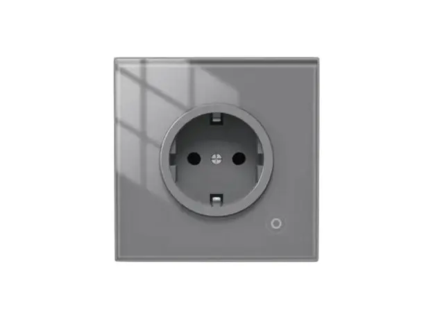 Smart Wall Socket Moes WK-EU16M-GY-MS Wi-Fi, Glass Panel, Power Monitor, 16A, 3000W, EU, Grey