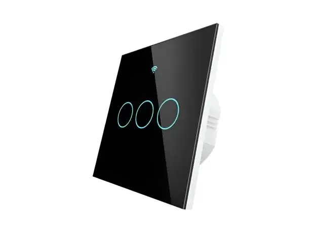 Smart Touch Switch Moes WRS-EU3-BK-MS, Wi-Fi + RF433, 3 Gang, EU, Neutral Required, Black