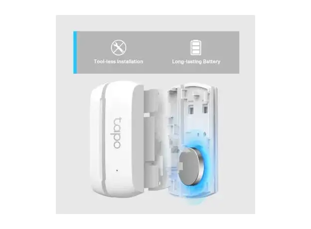 Smart Contact Sensor TP-Link Tapo T110, Door/Window, CR2032, White, 4 image