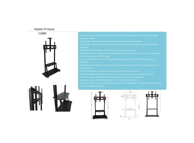 TV Mount Allscreen C1800, 42"-100", TV Mount With Roller, Black, 6 image