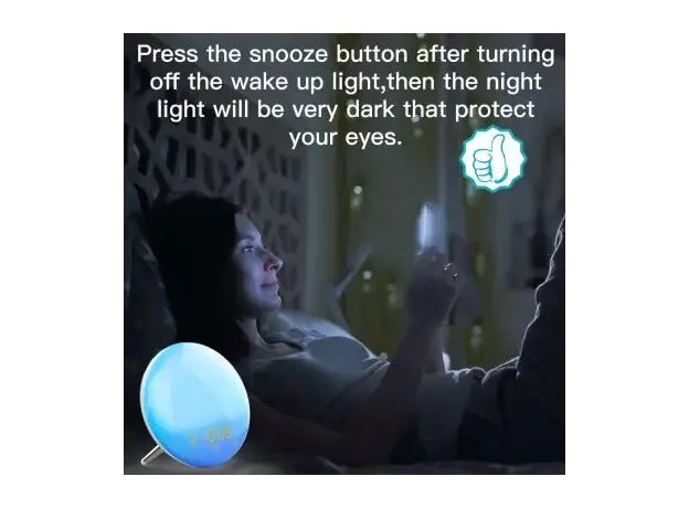 Smart Alarm Clock Moes WB-JK-AC-C Wi-Fi Wake-Up Light, Sunrise Simulation, 7 Colour Light, FM Radio, 4 Alarms, USB 5V/2A, White, 3 image