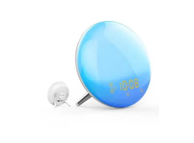 Smart Alarm Clock Moes WB-JK-AC-C Wi-Fi Wake-Up Light, Sunrise Simulation, 7 Colour Light, FM Radio, 4 Alarms, USB 5V/2A, White