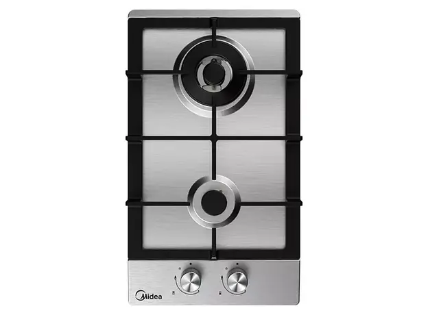 Gas Hob Midea MG30SB005DT1B, Built-in, 2 Burners, 30 cm, Cast Iron Supports, Stainless Steel, 2 image