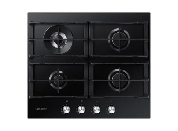 Gas Hob Samsung NA64H3030AK/WT, 60 cm, 4 Burners, Triple Crown 3.8 kW, Tempered Glass, Black, 2 image