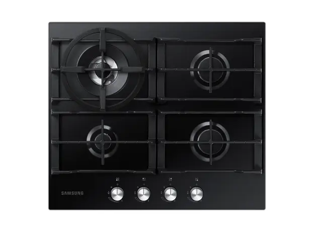 Gas Hob Samsung NA64H3030AK/WT, 60 cm, 4 Burners, Triple Crown 3.8 kW, Tempered Glass, Black, 4 image