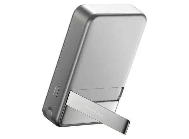 Power Bank EcoFlow RAPID Magnetic Power Bank 10000mAh, Qi2 15W, 65W, Built-in USB-C Cable, Silver, 6 image