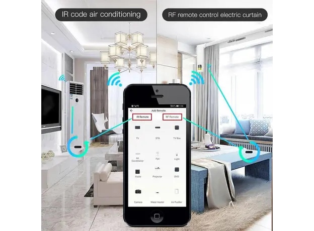 Smart Universal Remote Controller Moes UFO-R2-RF, Wi-Fi, IR + RF 433/315MHz, Black, 4 image