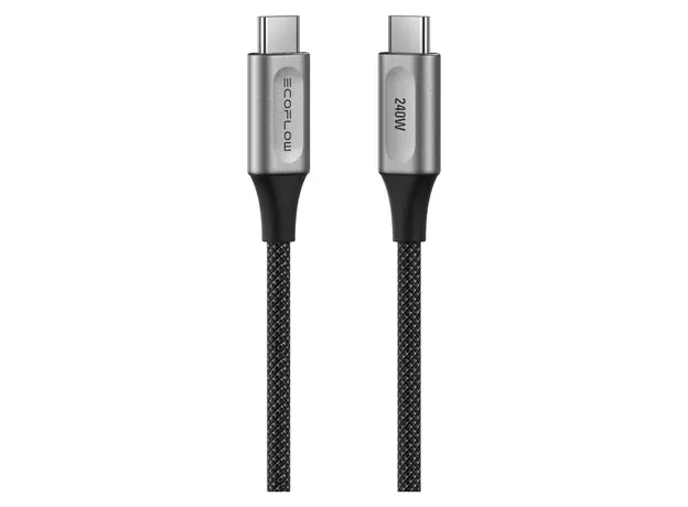 USB Cable EcoFlow RAPID Pro USB-C to USB-C Cable 240W, 1.8m, Nylon, Silver/Black