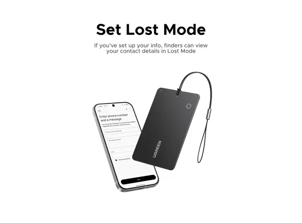 Bluetooth Tracker UGREEN CM915 (75644) Slim Pro, iOS + Android, Smart Tag Finder, Dark Gray, 4 image