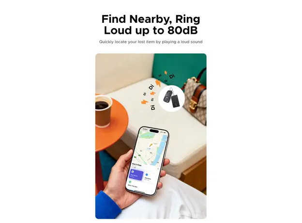 Bluetooth Tracker UGREEN CM915 (75644) Slim Pro, iOS + Android, Smart Tag Finder, Dark Gray, 3 image