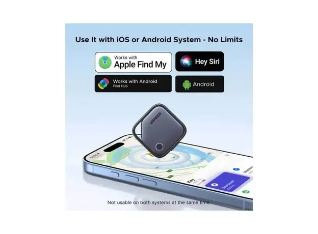 Bluetooth Tracker UGREEN CM916 (75646) FineTrack Duo, Apple Find My / Google Find Hub, USB-C, Grey, 5 image