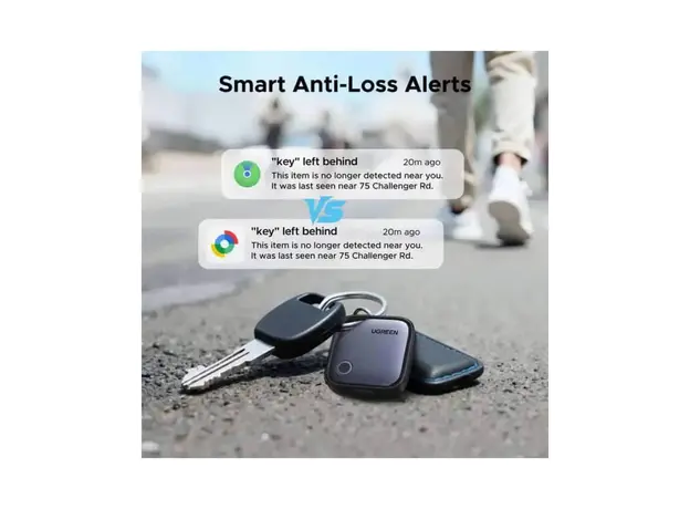 Bluetooth Tracker UGREEN CM916 (75646) FineTrack Duo, Apple Find My / Google Find Hub, USB-C, Grey, 6 image