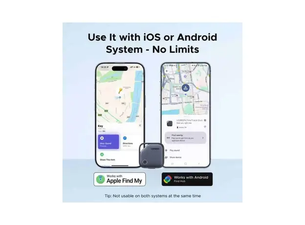 Bluetooth Tracker UGREEN CM916 (75646) FineTrack Duo, Apple Find My / Google Find Hub, USB-C, Grey, 7 image
