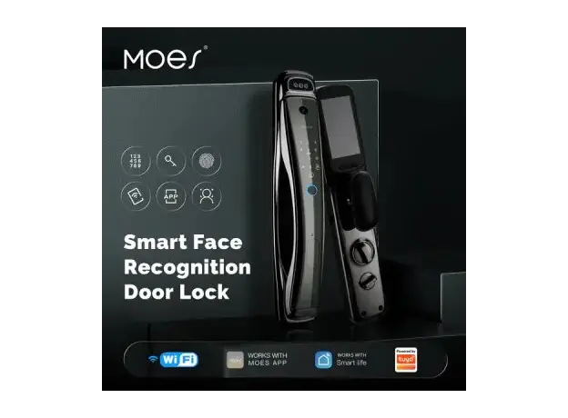Smart Door Lock Moes WDL-T9P-EN Wi-Fi, 3D Face Recognition, Fingerprint, HD Camera, Black, 10 image