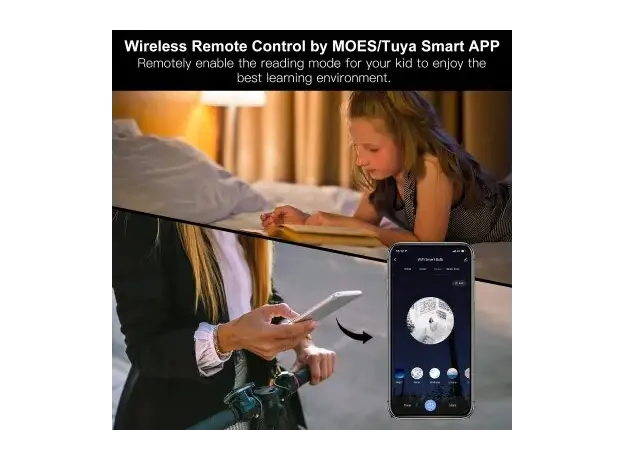 Smart Bulb Moes WB-TDA14-RCW-E27-MS, Wi-Fi, E27, 14W, 1521 lm, RGB + 2700-6500K, White, 14 image