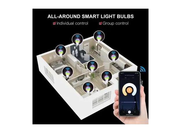 Smart Bulb Moes WB-TDA14-RCW-E27-MS, Wi-Fi, E27, 14W, 1521 lm, RGB + 2700-6500K, White, 16 image