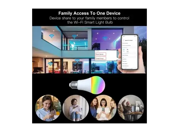 Smart Bulb Moes WB-TDA14-RCW-E27-MS, Wi-Fi, E27, 14W, 1521 lm, RGB + 2700-6500K, White, 17 image