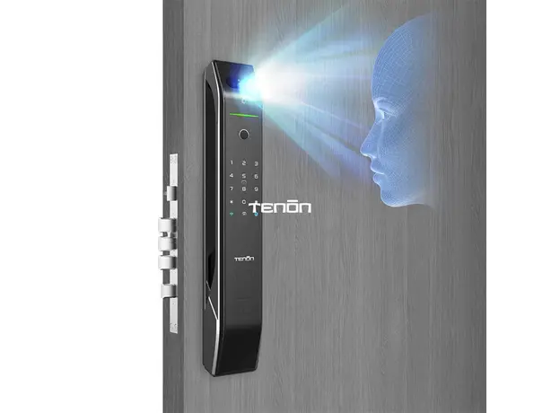Smart Lock Tenon D7 Pro, 3D Face Recognition, Palm Vein, Fingerprint, Wi-Fi (Tuya), 4" Indoor Display, Black, 2 image