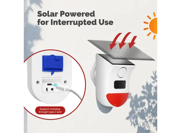 Smart Siren Moes WSS-SLA03-S-MS Tuya Wi-Fi, Solar Powered, PIR Motion Sensor, 120dB, with Remote Control, White, 4 image