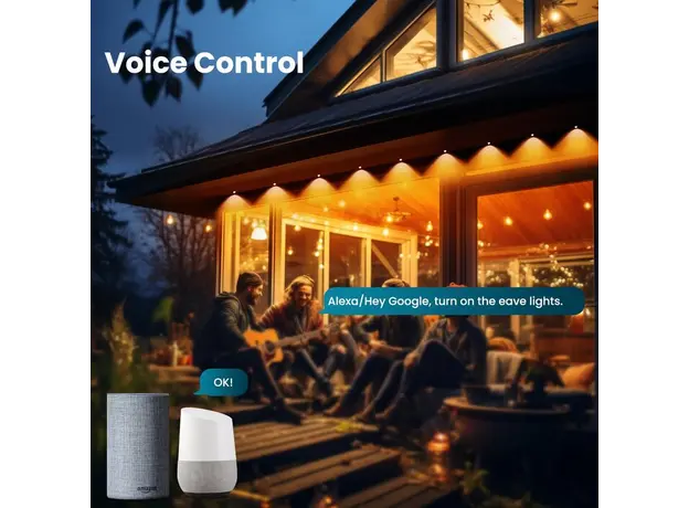 Lighting Moes WPL-CL01-RIC-EU-15-MS, WiFi Smart Eaves String LED Lights, 15 m, 30 Lamps, RGB, IP67, 2 image