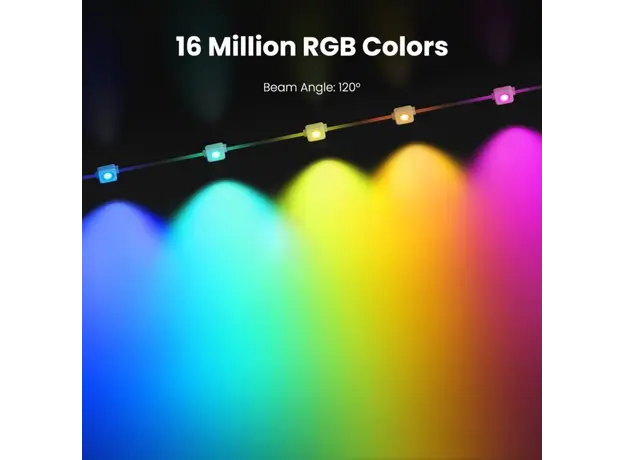 Lighting Moes WPL-CL01-RIC-EU-15-MS, WiFi Smart Eaves String LED Lights, 15 m, 30 Lamps, RGB, IP67, 3 image