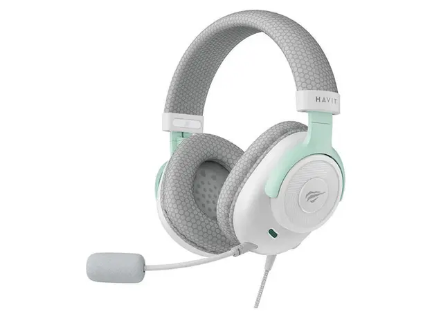 Headset Havit H2230E Gaming Headset, 50mm, 3.5mm, with Microphone, White/Cyan
