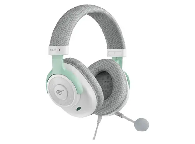 Headset Havit H2230E Gaming Headset, 50mm, 3.5mm, with Microphone, White/Cyan, 4 image