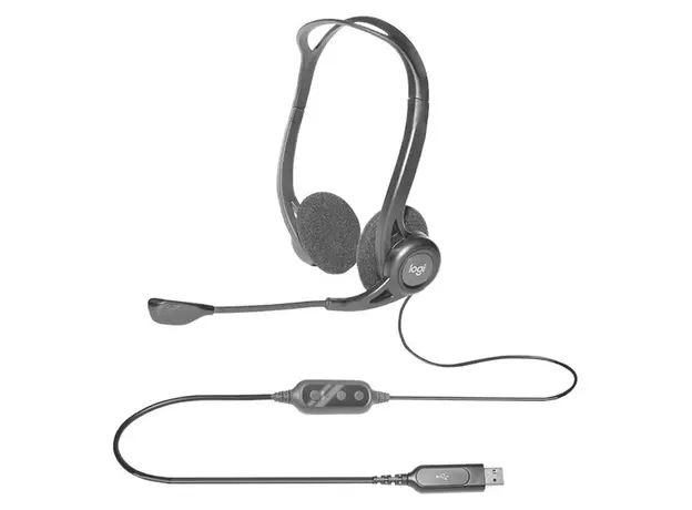 Headset Logitech Corded Stereo Headset PC960 USB 981-000100 Black, 4 image