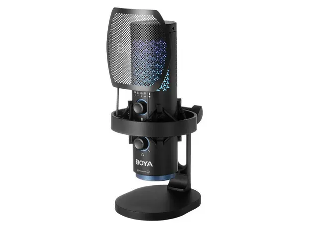 Microphone BOYA BY-K5-2 USB Desktop Microphone, Cardioid, 48kHz/24-bit, RGB, USB-C, Black, 4 image