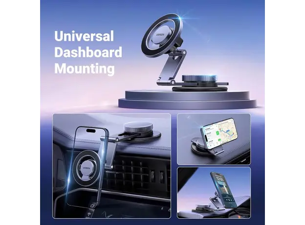 Car Phone Holder UGREEN LP865 (45577), Dashboard Magnetic Car Phone Mount, Gray, 8 image