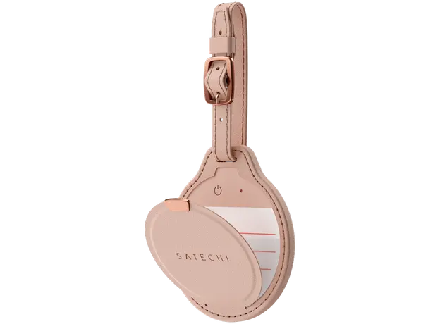 Bluetooth Tracker Satechi ST-LFALTR Vegan-Leather FindAll Luggage Tag, Apple Find My, Bluetooth 5.4, Desert Rose